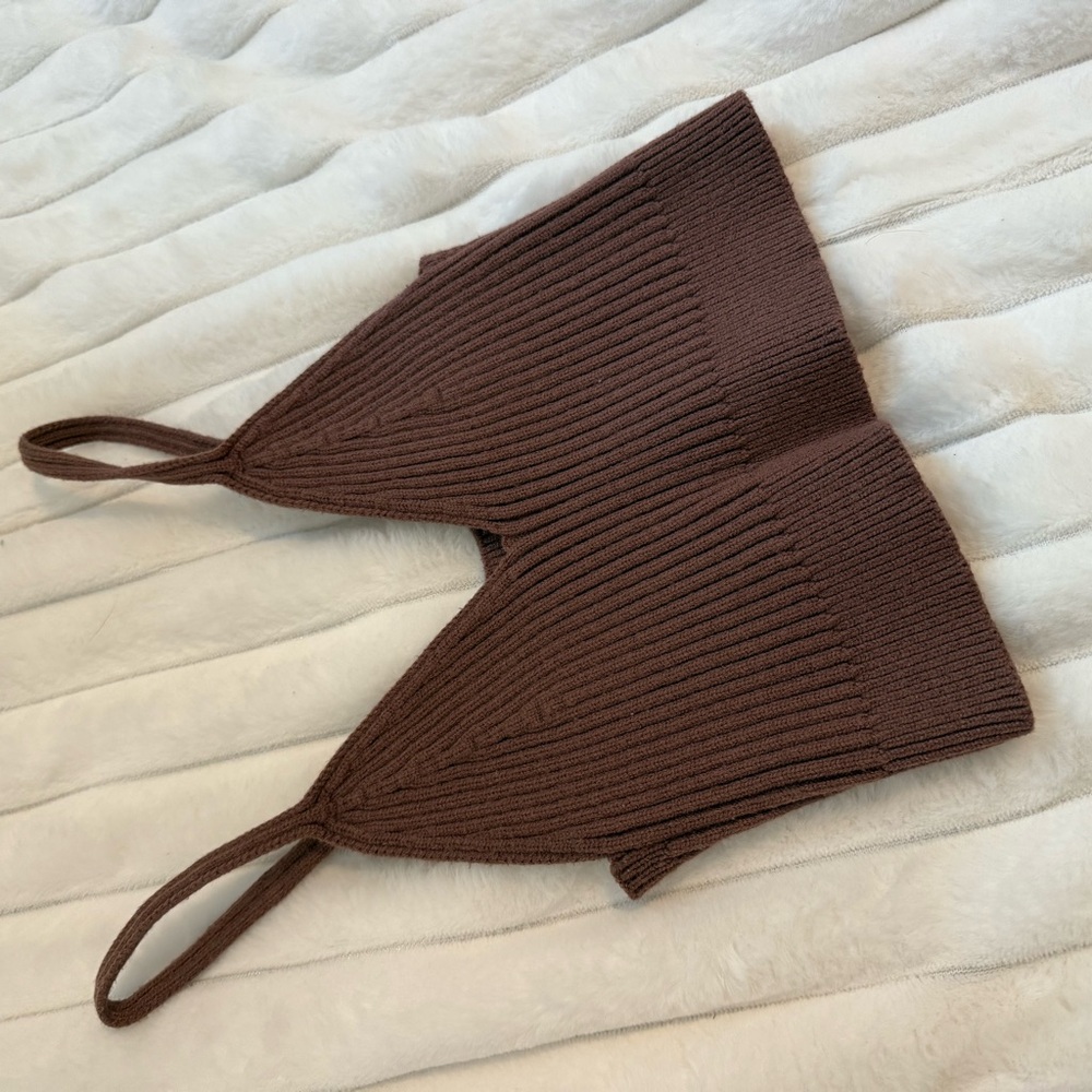 Garage Chocolate Ribbed Knit Bralette